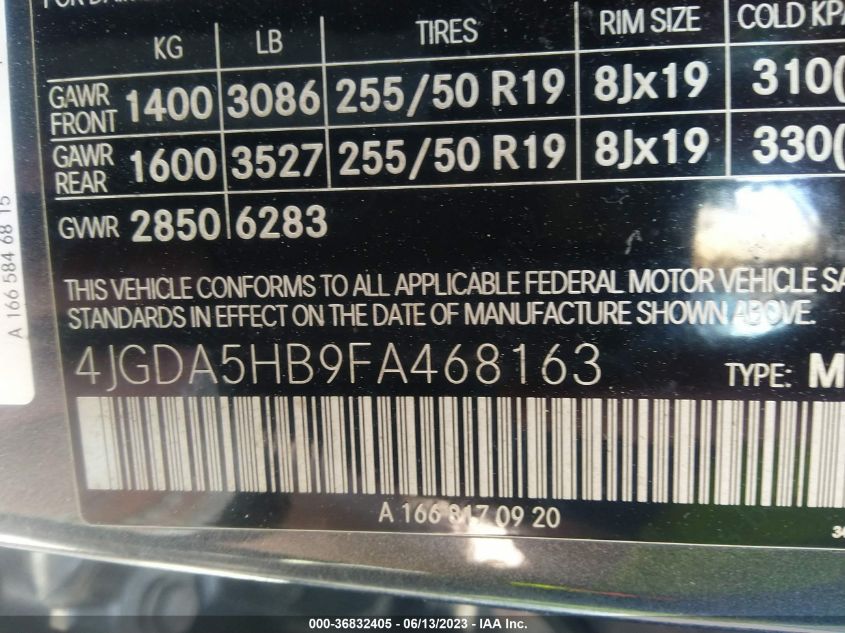 2015 MERCEDES-BENZ M-CLASS ML 350 - 4JGDA5HB9FA468163