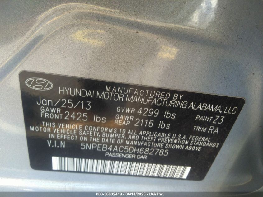 2013 HYUNDAI SONATA GLS - 5NPEB4AC5DH682785
