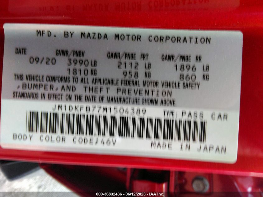 2021 MAZDA CX-3 SPORT - JM1DKFB77M1504389