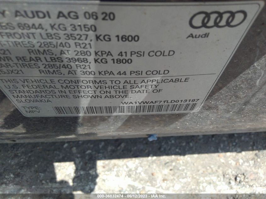 2020 AUDI SQ7 PRESTIGE - WA1VWAF71LD013197