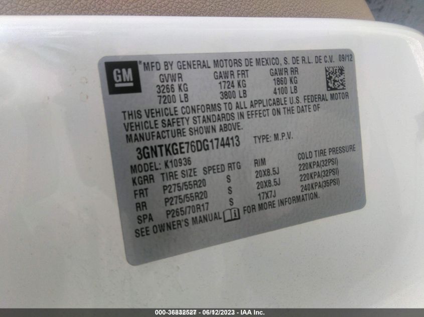 2013 CHEVROLET AVALANCHE LTZ 3GNTKGE76DG174413