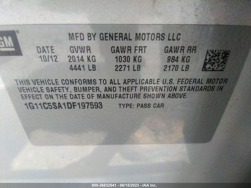 2013 CHEVROLET MALIBU 1LT - 1G11C5SA1DF197593