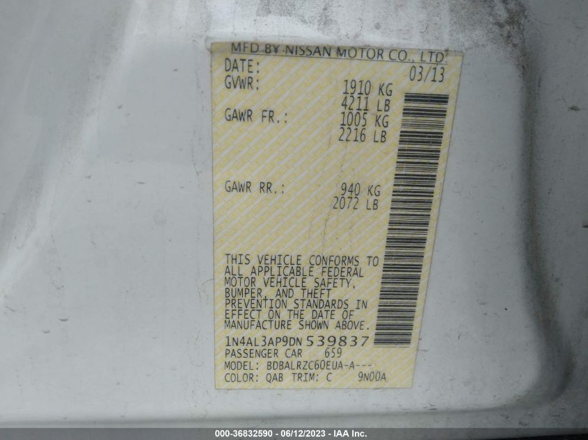 2013 NISSAN ALTIMA 2.5 S - 1N4AL3AP9DN539837