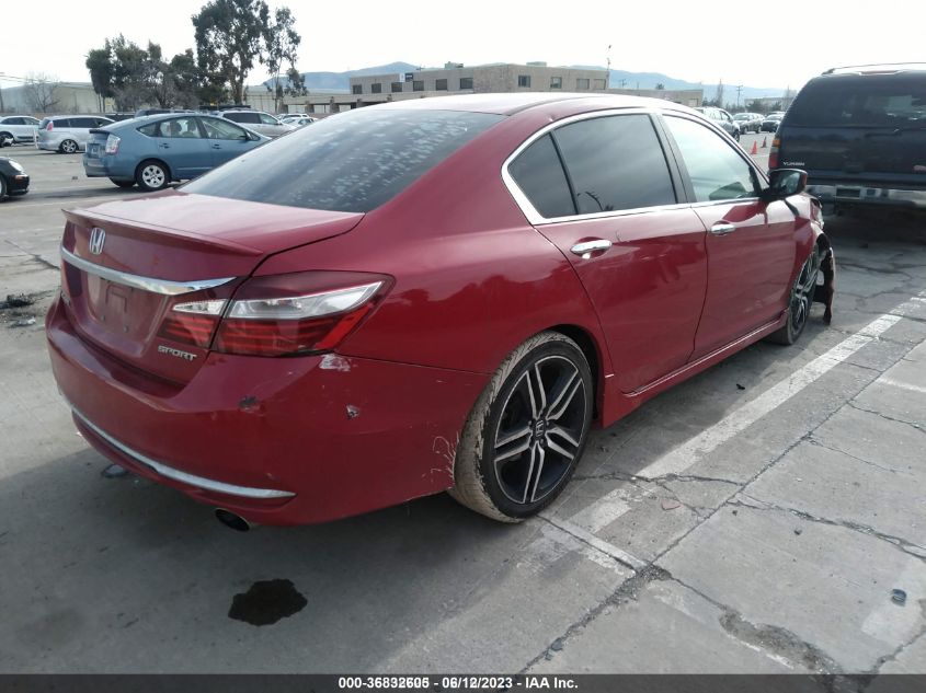 2016 HONDA ACCORD SEDAN SPORT - 1HGCR2F53GA080112