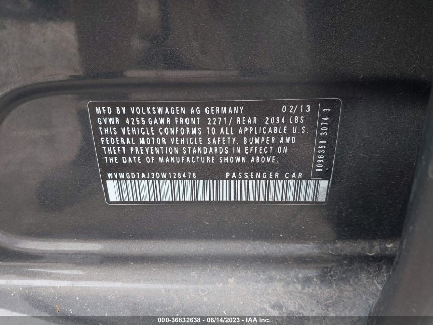 2013 VOLKSWAGEN GTI - WVWGD7AJ3DW128478