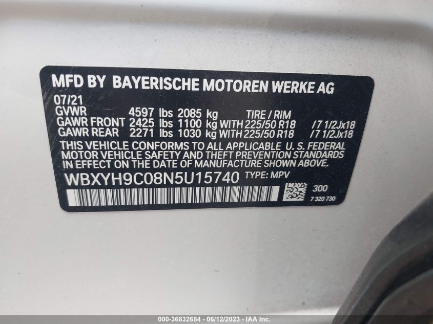 2022 BMW X2 SDRIVE28I - WBXYH9C08N5U15740