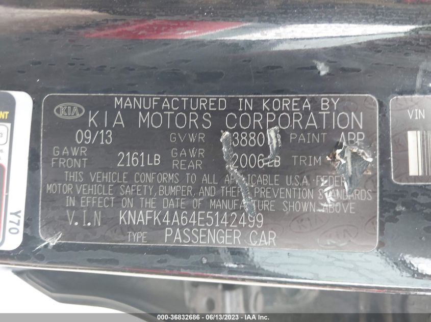 2014 KIA FORTE LX - KNAFK4A64E5142499