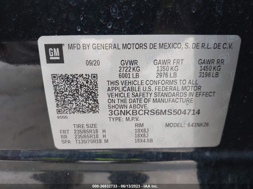 2021 CHEVROLET BLAZER 2LT - 3GNKBCRS6MS504714
