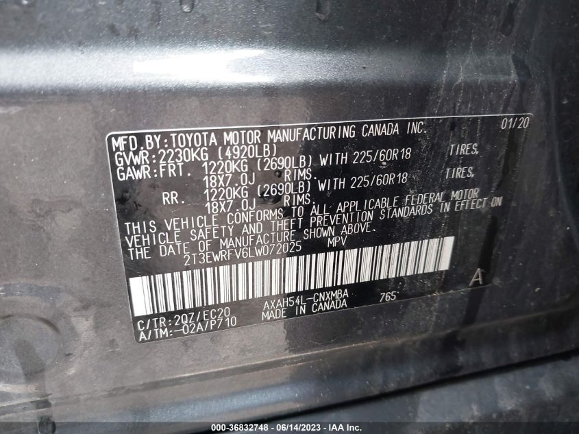 2020 TOYOTA RAV4 HYBRID XSE - 2T3EWRFV6LW072025