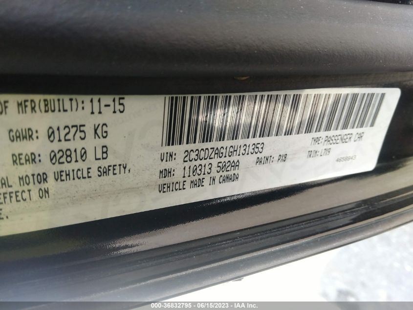 2016 DODGE CHALLENGER SXT - 2C3CDZAG1GH131353