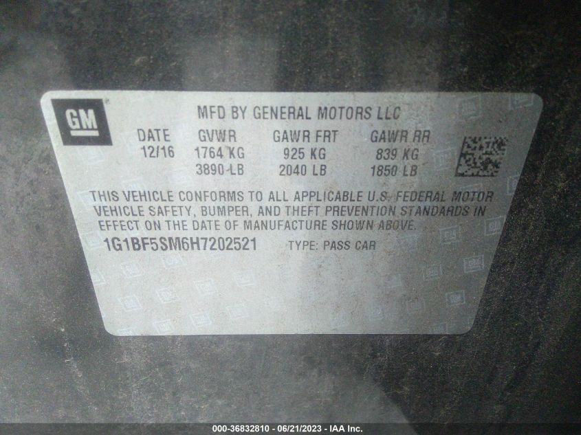 2017 CHEVROLET CRUZE PREMIER - 1G1BF5SM6H7202521