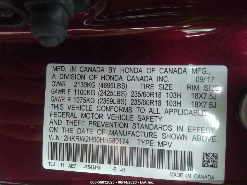2017 HONDA CR-V EX - 2HKRW2H50HH680174