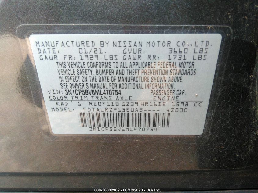 2021 NISSAN KICKS S - 3N1CP5BV6ML470754