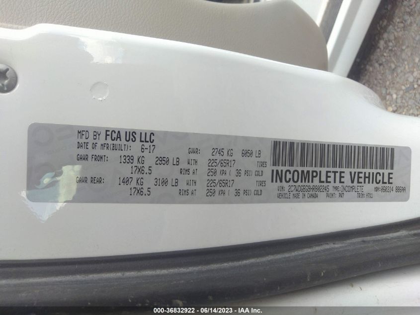 2017 DODGE GRAND CARAVAN SE - 2C7WDGBG9HR802245