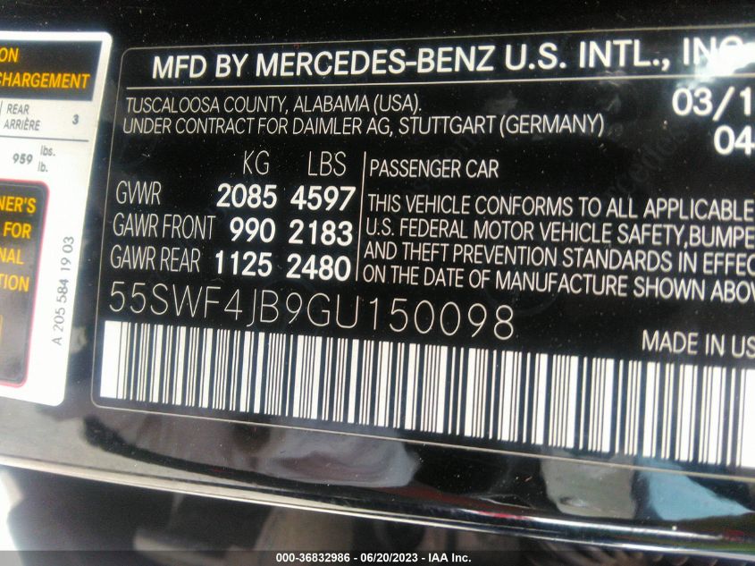 2016 MERCEDES-BENZ C-CLASS C 300 - 55SWF4JB9GU150098