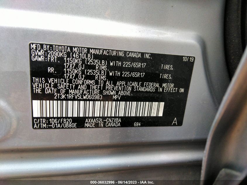 2020 TOYOTA RAV4 LE - 2T3K1RFV5LW060983
