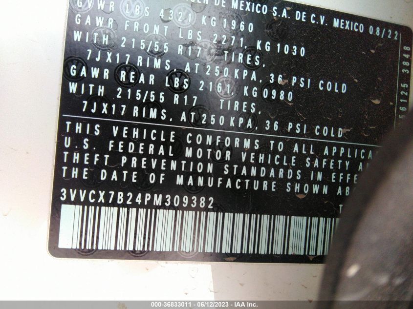 2023 VOLKSWAGEN TAOS S - 3VVCX7B24PM309382