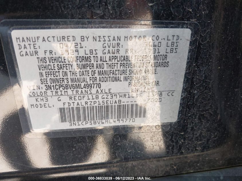 2021 NISSAN KICKS S - 3N1CP5BV6ML499770