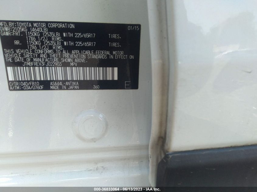2015 TOYOTA RAV4 LE - JTMBFREV3FJ022903