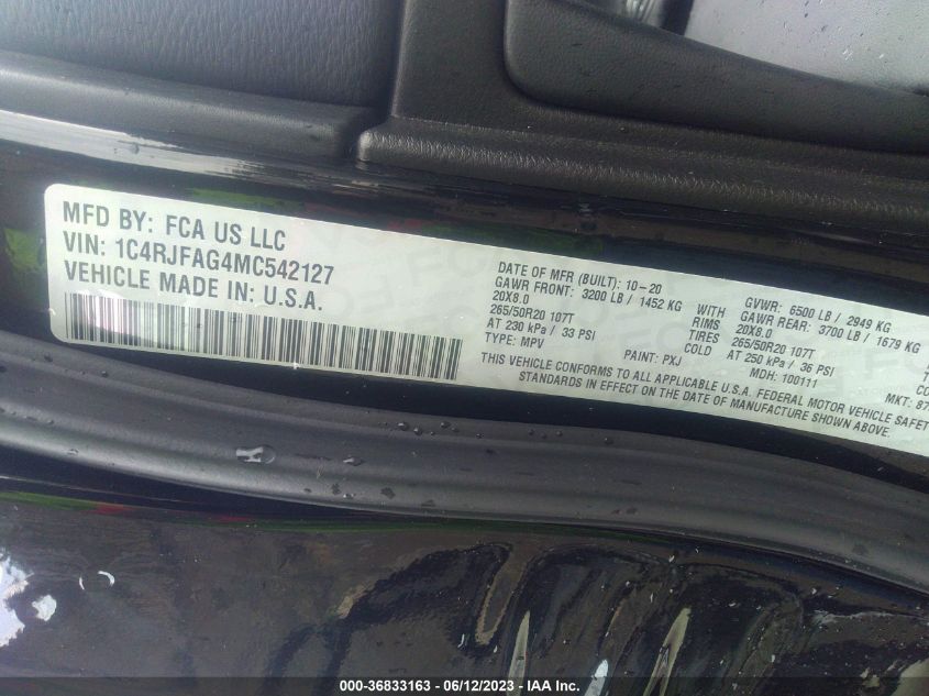 2021 JEEP GRAND CHEROKEE LAREDO X - 1C4RJFAG4MC542127