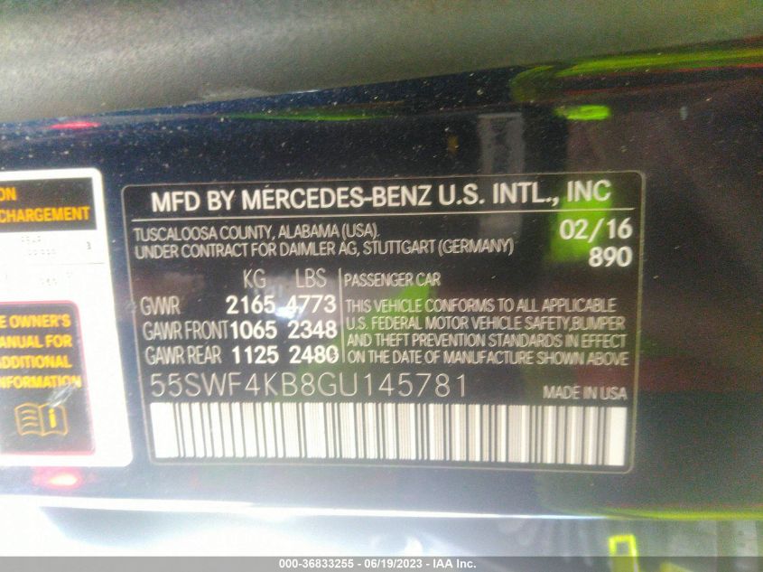 2016 MERCEDES-BENZ C-CLASS C 300 - 55SWF4KB8GU145781