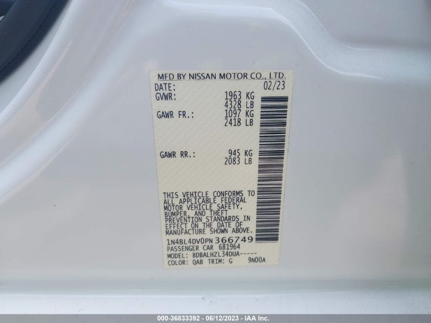 2023 NISSAN ALTIMA 2.5 SV - 1N4BL4DV0PN366749