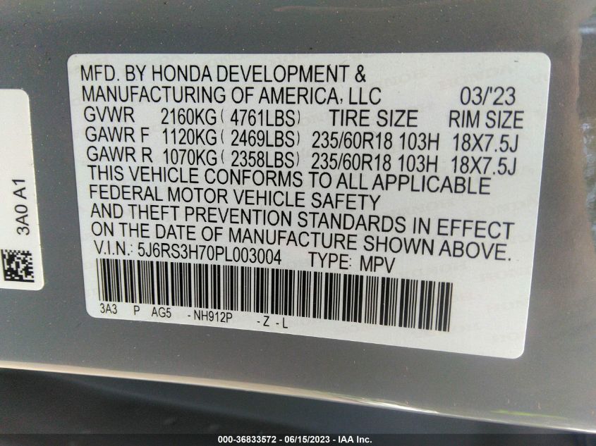 2023 HONDA CR-V EX-L - 5J6RS3H70PL003004