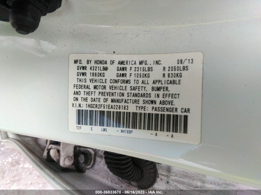 2014 HONDA ACCORD SEDAN SPORT - 1HGCR2F51EA028183