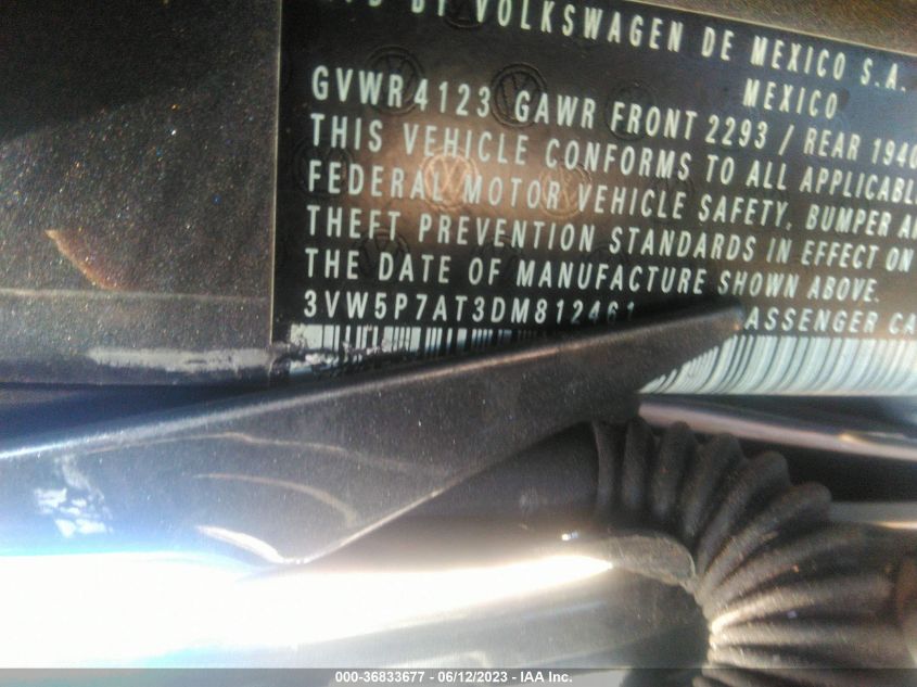 2013 VOLKSWAGEN BEETLE CONVERTIBLE 2.5L W/TECH 3VW5P7AT3DM812461