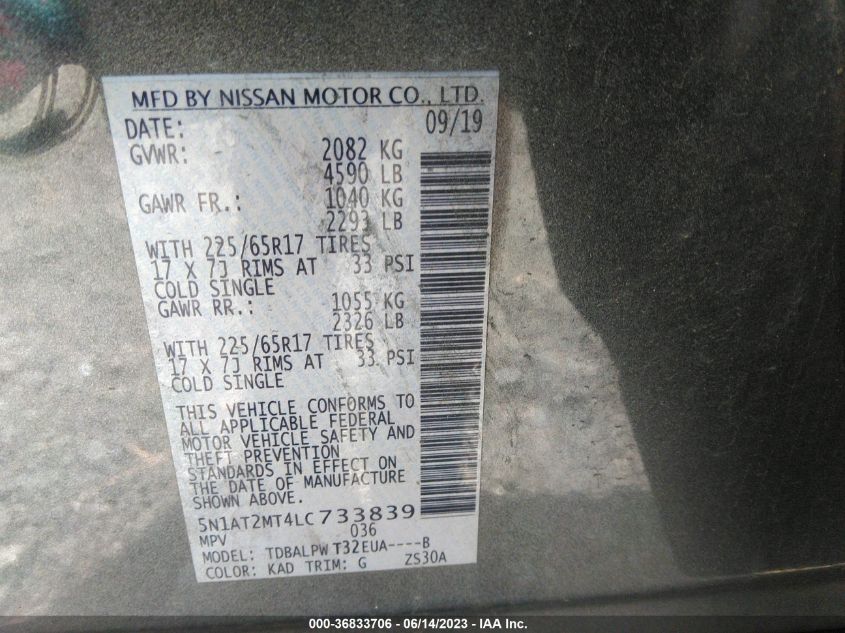 2020 NISSAN ROGUE S - 5N1AT2MT4LC733839