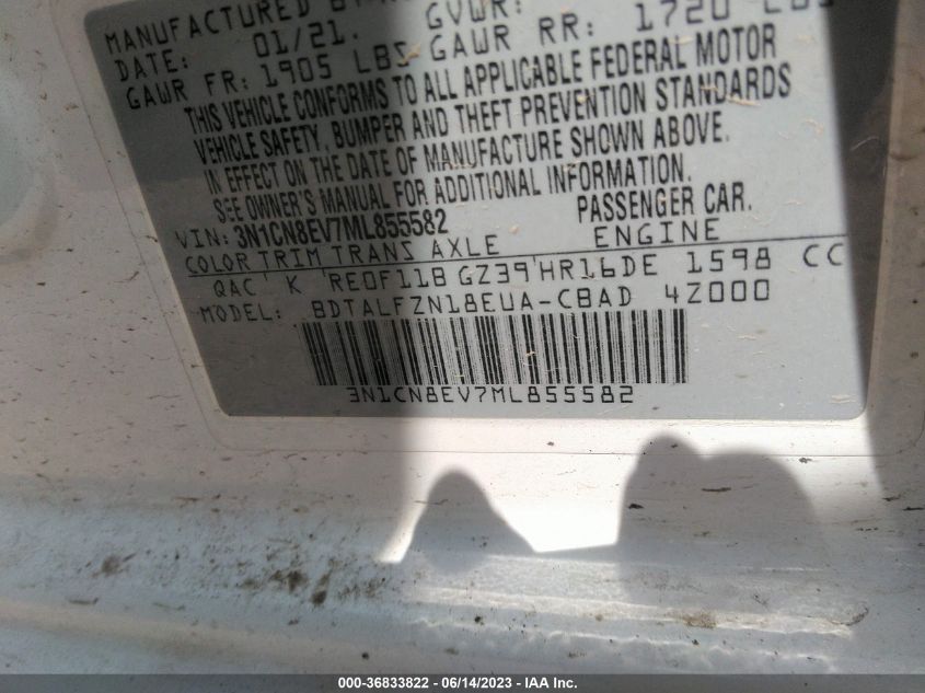 2021 NISSAN VERSA SV - 3N1CN8EV7ML855582