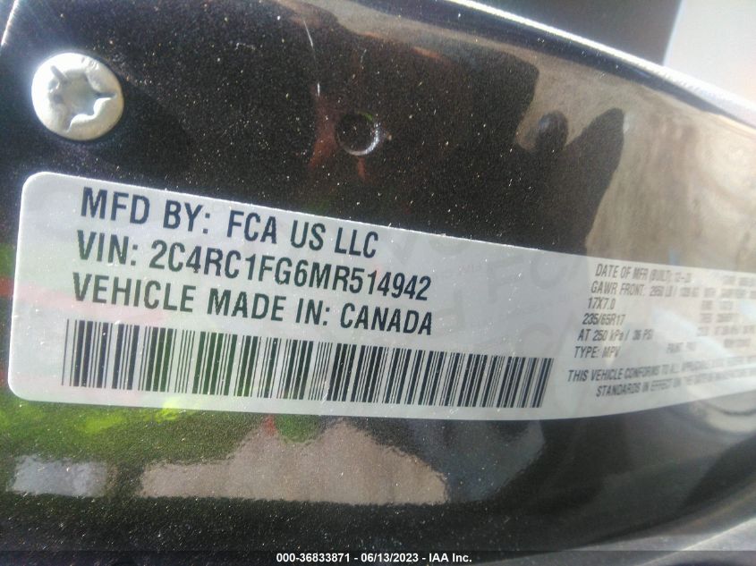 2021 CHRYSLER PACIFICA TOURING - 2C4RC1FG6MR514942