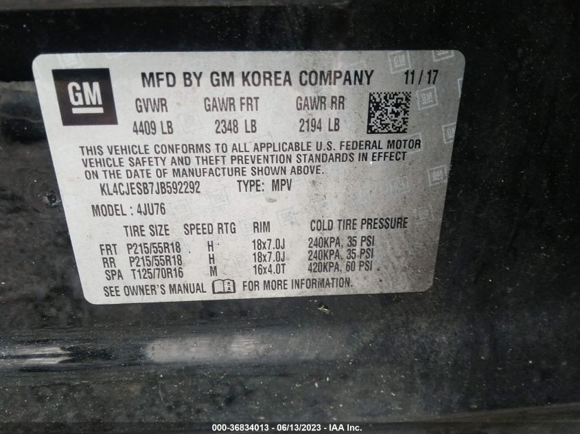 2018 BUICK ENCORE PREFERRED - KL4CJESB7JB592292