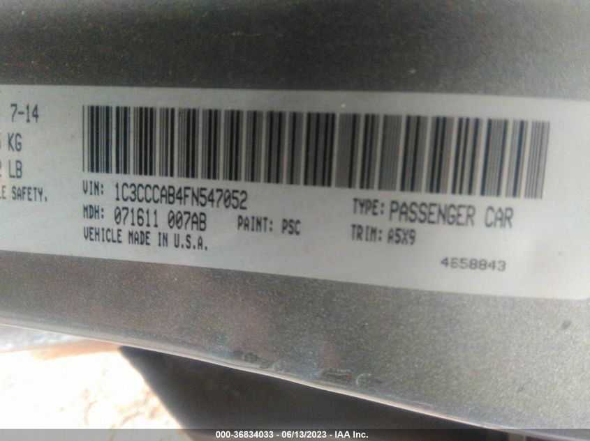 2015 CHRYSLER 200 LIMITED - 1C3CCCAB4FN547052
