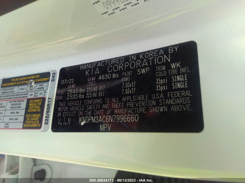 2022 KIA SPORTAGE LX - KNDPM3AC6N7996660