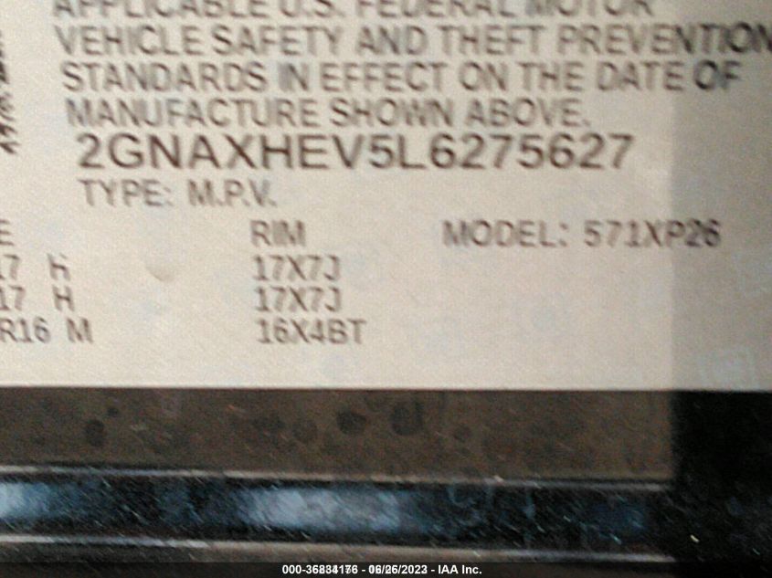 2020 CHEVROLET EQUINOX LS - 2GNAXHEV5L6275627