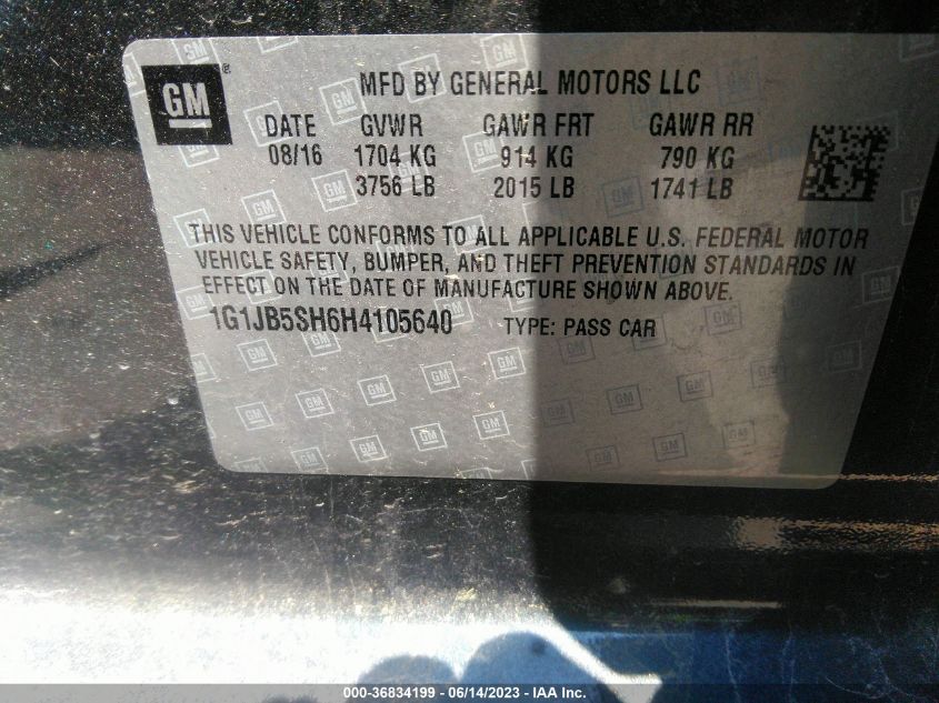 2017 CHEVROLET SONIC LS - 1G1JB5SH6H4105640