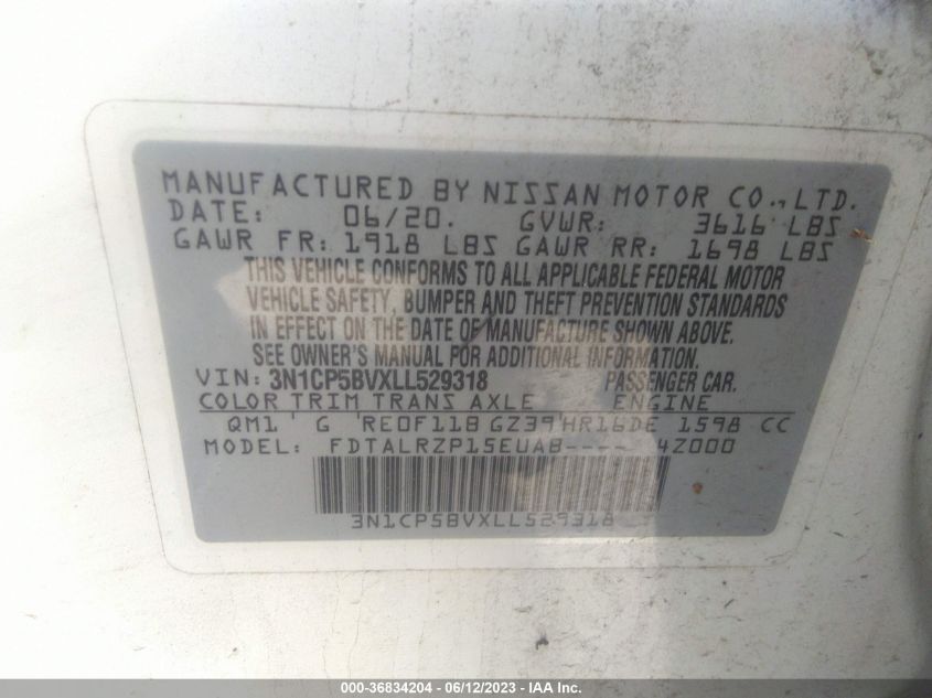 2020 NISSAN KICKS S - 3N1CP5BVXLL529318
