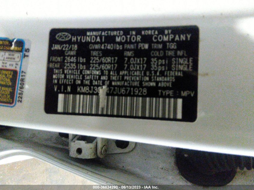2018 HYUNDAI TUCSON SEL - KM8J3CA47JU671928
