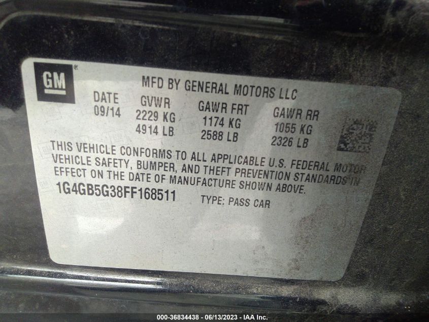 2015 BUICK LACROSSE LEATHER - 1G4GB5G38FF168511