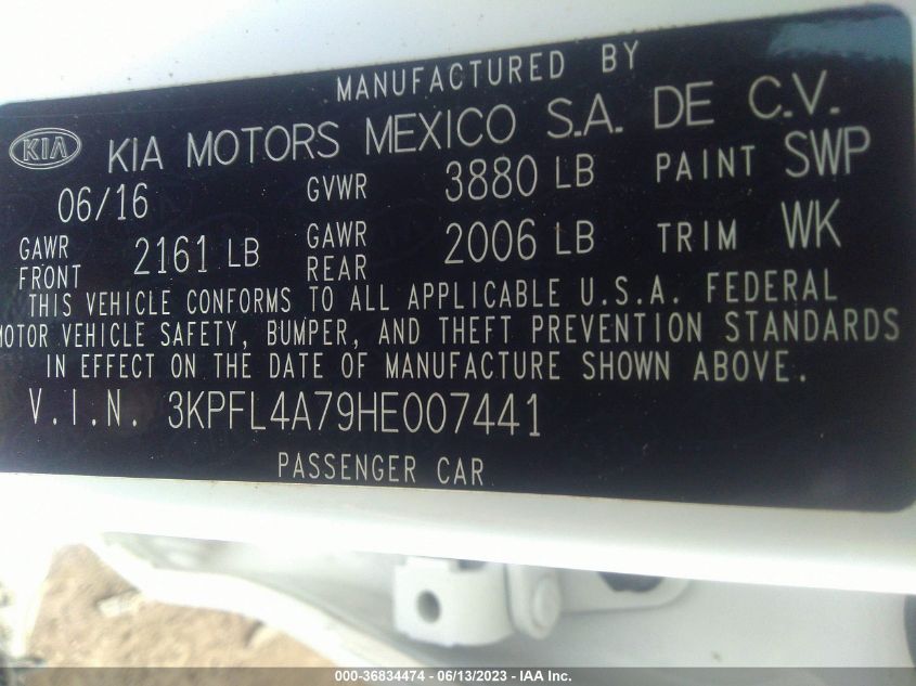 2017 KIA FORTE LX - 3KPFL4A79HE007441