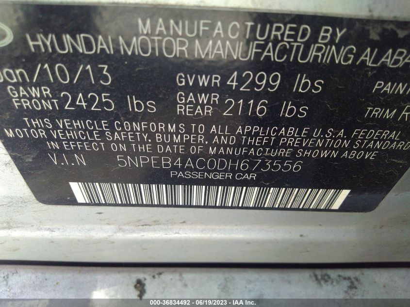 2013 HYUNDAI SONATA GLS - 5NPEB4AC0DH673556