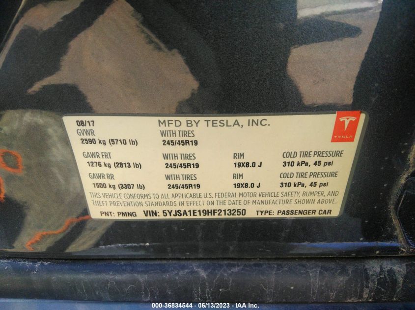 2017 TESLA MODEL S - 5YJSA1E19HF213250