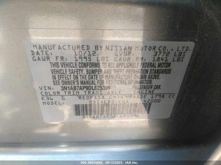 2013 NISSAN SENTRA SV - 3N1AB7AP9DL625396