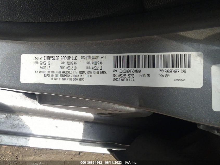 2015 CHRYSLER 200 LIMITED - 1C3CCCAB4FN504864
