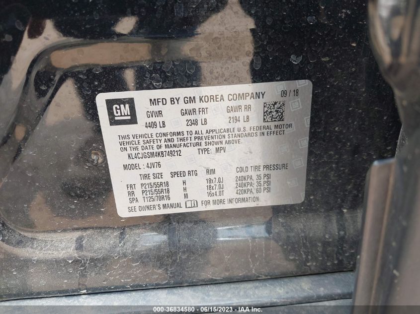 2019 BUICK ENCORE ESSENCE - KL4CJGSM4KB749212