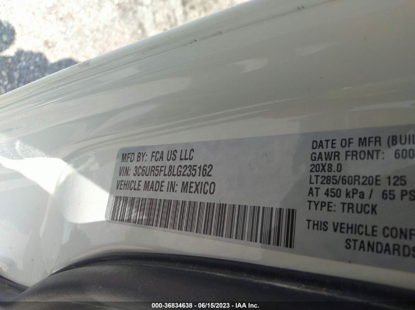2020 RAM 2500 LARAMIE - 3C6UR5FL8LG235162