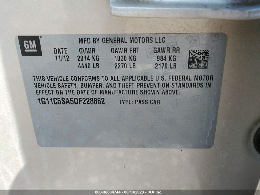 2013 CHEVROLET MALIBU LT - 1G11C5SA5DF228862