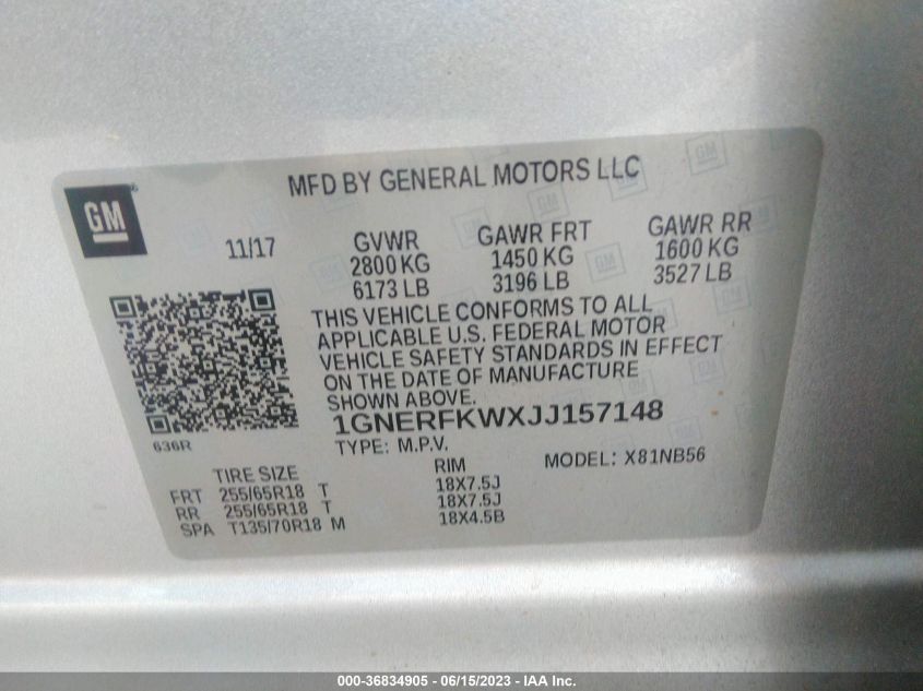 2018 CHEVROLET TRAVERSE LS - 1GNERFKWXJJ157148