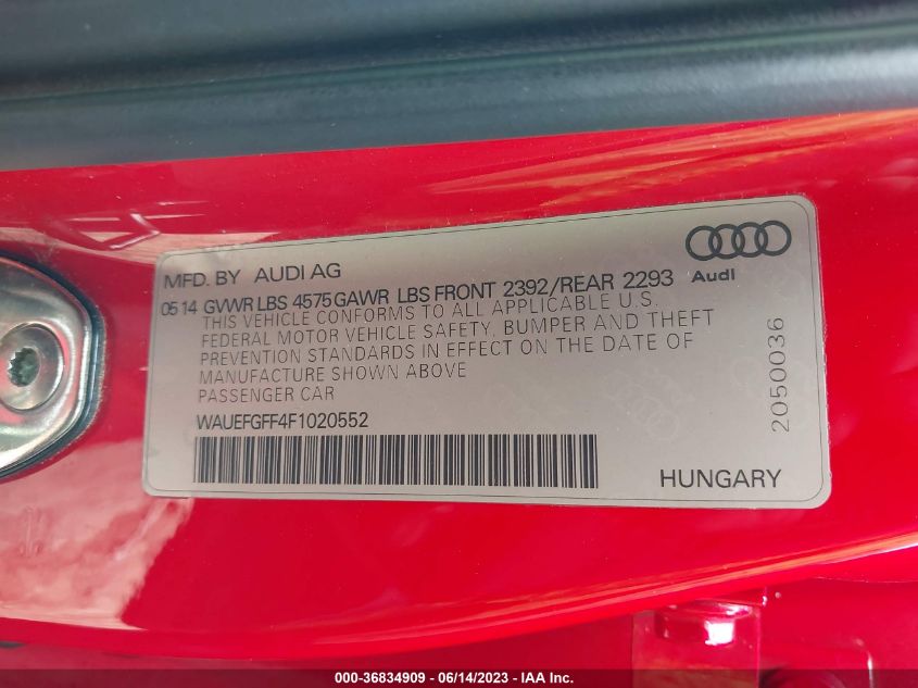 2015 AUDI A3 PREMIUM PLUS - WAUEFGFF4F1020552